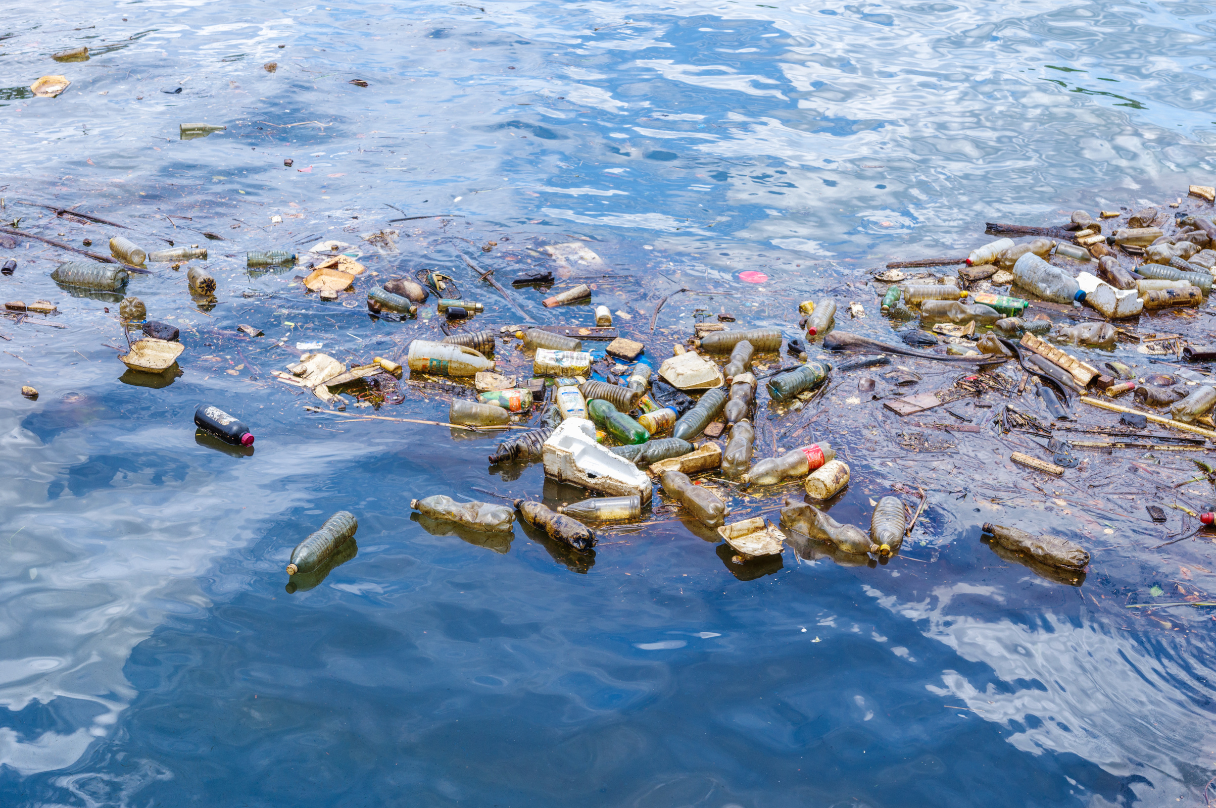 Plastic waste floating in the ocean